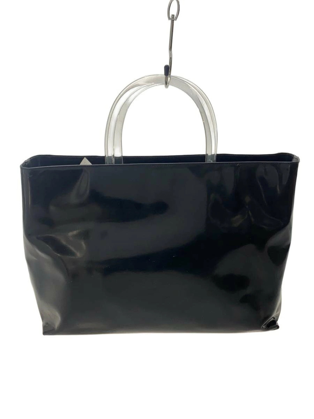 Prada spazzolato leather tote distinct clear plexiglas handles